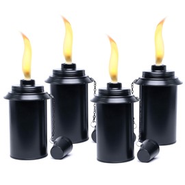 Backyadda Torch Replacement Canisters (12 oz). Compatible with Tiki Torches. Easy Fill Opening. 4-Pack Standard Metal (With Caps)