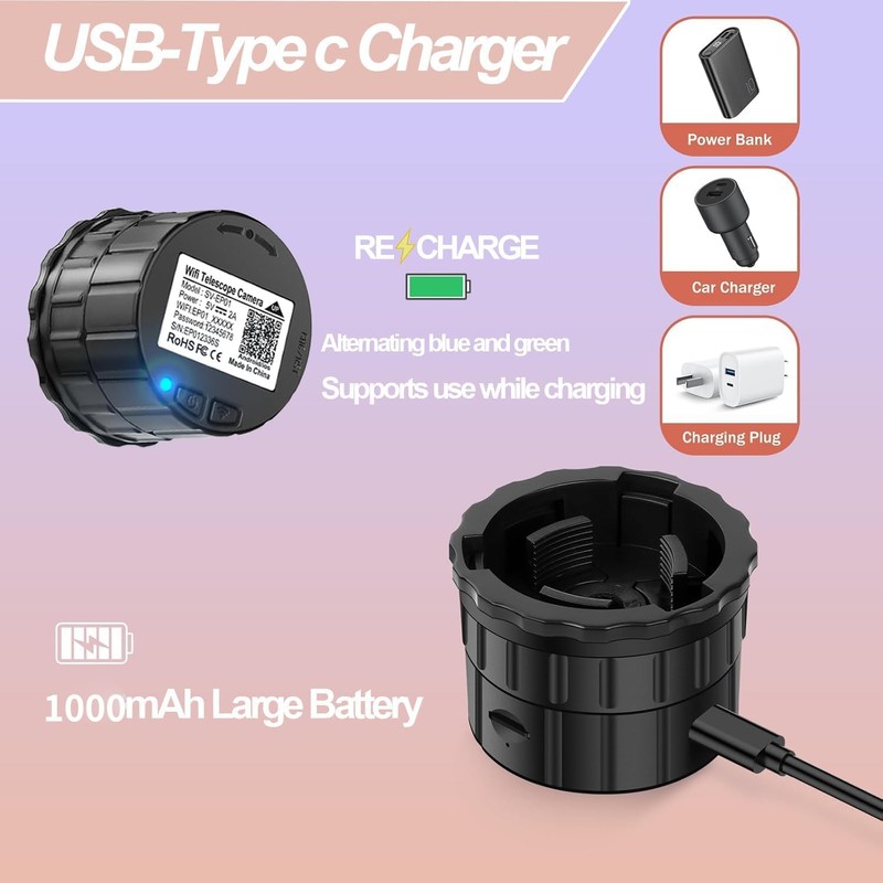 WiFi Eyepiece Camera with 1.5 Inch Screen, 2.5K Video, 1920