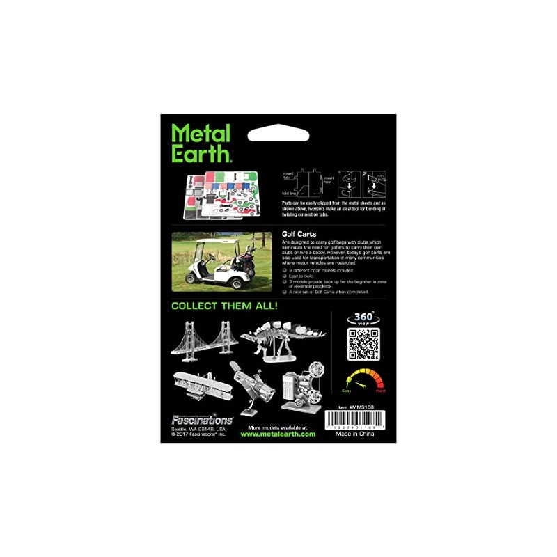 Metal Earth MMS108 502451 Golf Cart Set Construction Toy