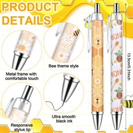 24 Pcs Bee Pens Employee Appreciation Gifts Bulk Inspirational Ballpoint Pens Motivational Thank You Gifts for Teacher Coworker Staff Team Volunteer Baby Shower Graduation Favors Back to School Gift