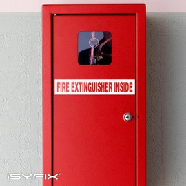 iSYFIX Fire Extinguisher Inside Signs Stickers for Vehicles – 10 Pack 9x1.7 Inch – Self-Adhesive Vinyl Decals, Laminated for UV, Weather, Scratch, Fade Resistance, for Cars, Trailers, RV's and Trucks