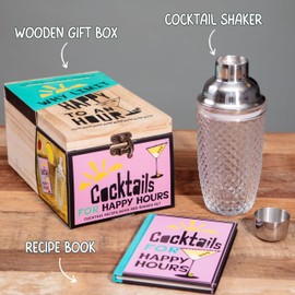 Boxer Gifts Happy Hours Cocktail Set | Gorgeous Cocktail Shaker Set with Cocktail Recipe Drink Book | Gorgeous Gifts For Women Bar Accessories Gift for Her on Birthdays Christmas Secret Santa