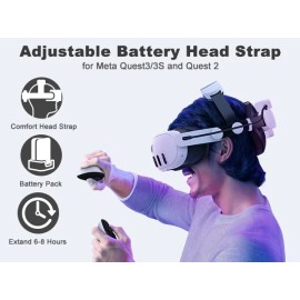 BEBONCOOL Battery Head Strap 15000mAh for Meta Quest 3/3S/Quest 2 Adjustable Elite Strap