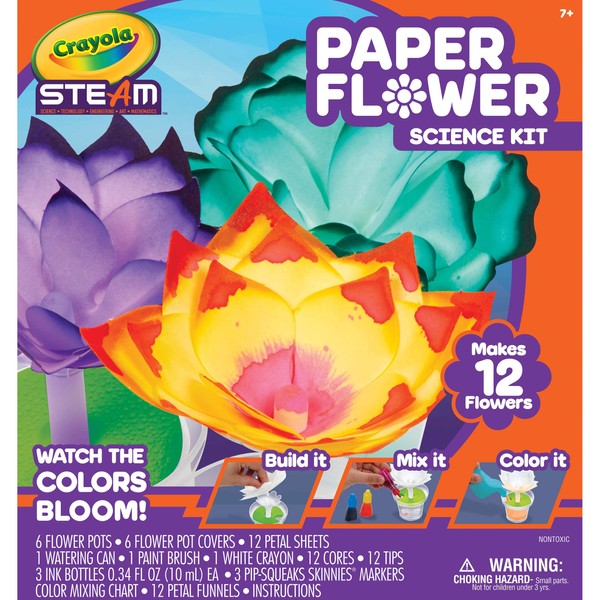Crayola Paper Flower Science Kit, Color Changing Flowers, Gift for Kids, Ages 7, 8, 9, 10