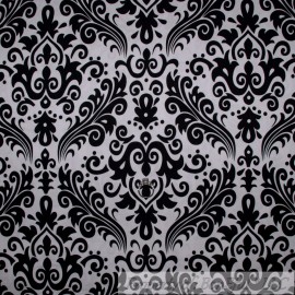 Riley Blake Designs Retro Pattern Cottage C840-110 BonEful Fabric FQ 100% Cotton Quilt White Black B&W Large Flower Damask Girl Boy
