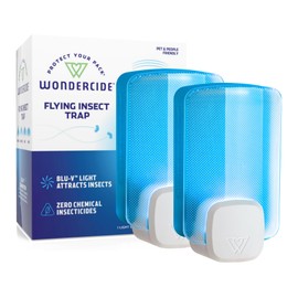 Wondercide - Flying Insect and Fly Trap - Indoor Bug Catcher for Fruit and House Flies, Gnats, Moths, and Mosquitoes - Starter Kit for Home and Kitchen - 1 Plug-in Light and 1 Cartridge