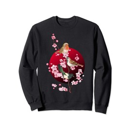 Birds Sit On Spring Cherry Blossom Japanese Sakura Flowers Sweatshirt