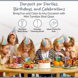 LC Emporium Mini Tumbler Shot Glass with Straw - Mini Tumblers with Lids and Straws, Stainless Steel Take Shots Straw, 3oz Sublimation Shot Glasses, Tiny Insulated Cup, Small Tumbler Keychain