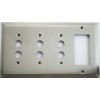 Satin Nickel Deco Step Style 4 Gang Wall Plate -