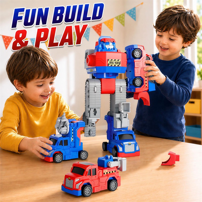 iPlay, iLearn Kids Magnetic Transform Robot Toy, Toddler Construction Truck