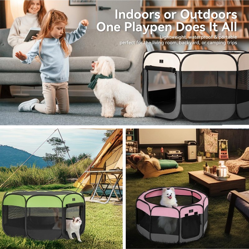 Dog Playpen for Small Dogs & Puppies, 50.39" Portable Indoor