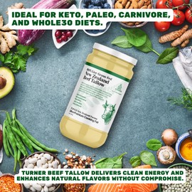 TURNER New Zealand 100% Live-Grass-Fed New Zealand Beef Tallow, Ultra-Premium Cooking Fat 14oz