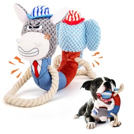 Beuuatm Stuffed Squeaky Dog Toys,Donkey vs Elephant Squeaky Dog Toys for Small Medium Breed, Tug of War Puppy Plush Toys