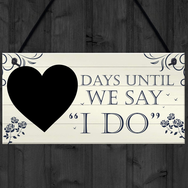 RED OCEAN Wedding Countdown I DO Chalkboard Hanging Plaque Sign