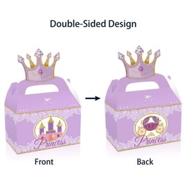 12 cajas de golosinas de fiesta de princesa, decoración de postres con asa, caja de caramelo con corona de diamantes para guardar dulces palomitas de maíz pequeños juguetes