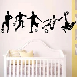 Pack 5 Football Wall Stickers, Football Player Stickers for Bedroom Decoration Wall Art Wall Decals Nursery