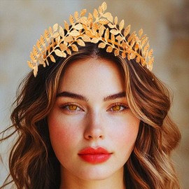 Aukmla Leaf Headband Gold Leaves goddess Headpiece Prom Festival Bridal Hair Accessories for Women and Girls (Gold, One Size)
