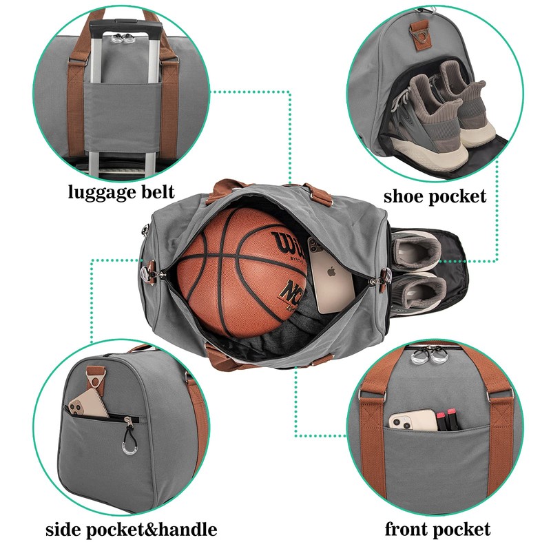 Kuston Sports Gym Bag with Shoe Compartment&Wet Pocket,Travel Duffel bag,Weekend