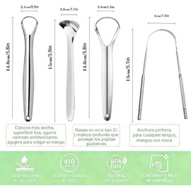 Set de 3 Limpiador de Lengua,Raspador de Lengua Acero Inoxidable,Estuche de Transporte,Tongue Scraper,Kit Limpieza Bucal,Limpia Lengua Niños y Adultos,Para Un Aliento Fresco Y Cuidado Bucal
