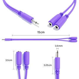ExcelValley - 5-Pack - Mono Splitter Y Patch Cables - TS 3.5mm 1/8" Eurorack Synth Synthesizer [Purple]