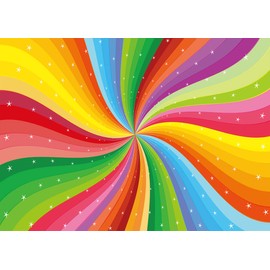 BELECO 7x5ft Fabric Rainbow Spiral Stars Backdrop - Rainbow Colored Swirl Art - Abstract Gradient Color Art Photography Background - Party Decorations - Studio Booth Photo Props