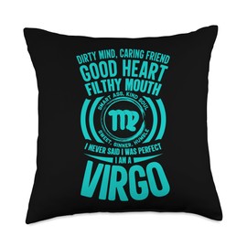 I Am Virgo Smart Dirty Mind Good Sweet Fun August Virgo Throw Pillow