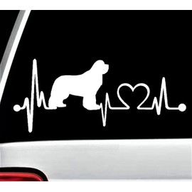 Newfie Newfoundland Heartbeat Lifeline Decal Sticker for Car Window BGK1063