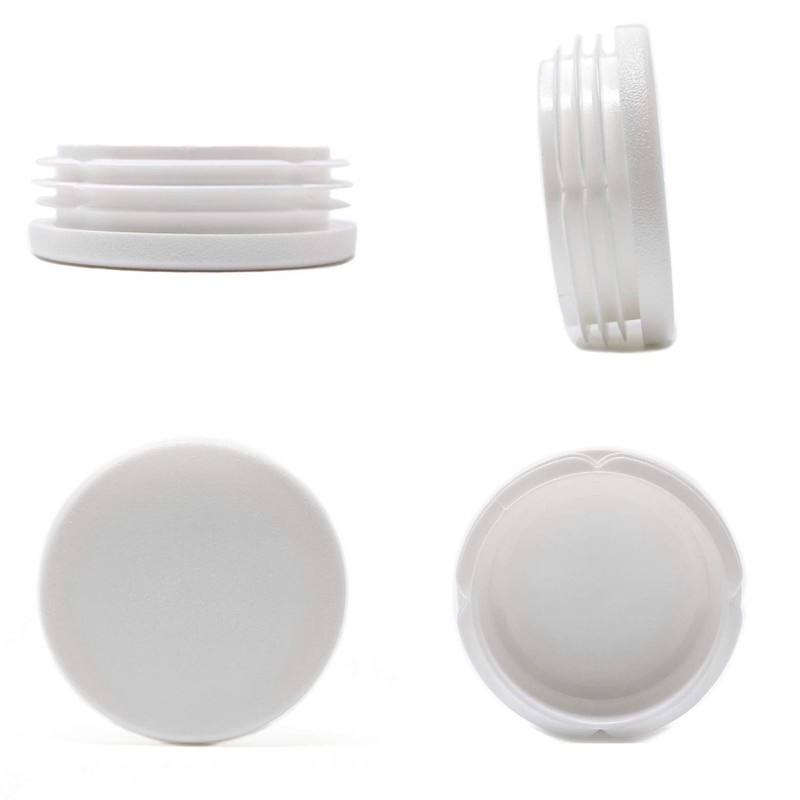 50mm Plastic End Caps, White Tube Inserts, Pack of 4