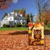 JIMOWANG Welcome Fall Owl Maple Leaves Burlap Garden Flag Double