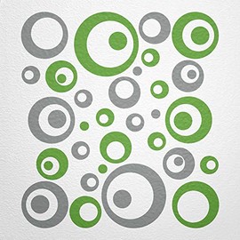 WANDfee® Wall Tattoo, Circles, Dots, 50 Stickers, Colour Choice For Children's Bedroom, Living Room, Hallway, Bathroom, Kitchen, Tile Stickers, green