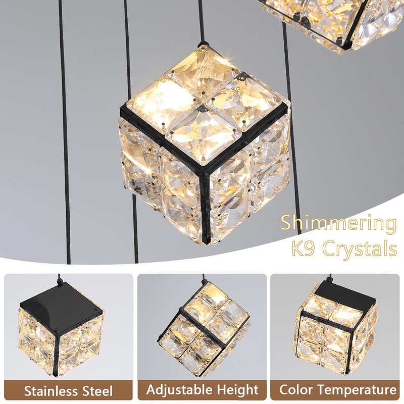 dolria Mini Pendant Lights Crystal Chandeliers for Dining Room Kitchen
