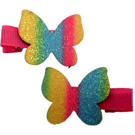 Topkids Accessories Butterfly Hair Clips for Girls and Women, Hair Accessories for Girls, Kids Hair Clips, Butterfly Clips, Hair Pins, Kids Hair Accessories (2pc Rainbow)