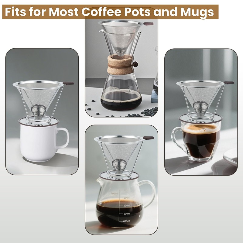 Pour Over Coffee Filter, CHDEXU Stainless Steel Coffee Dripper with