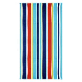 Superior Oceana Stripes Oversized Cotton Beach Towel, Highly Absorbent Towels for Bathroom, Beach, Pool, Swim, Lounging, Vacation, Bath Sheet, Quick Dry Basics, Trip Essentials, Striped Decor, Blue
