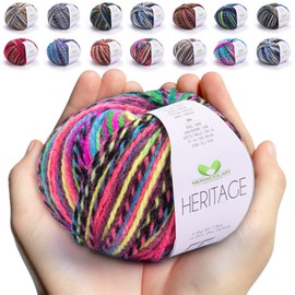 MeriWoolArt Merino Wool for Knitting and Crocheting - 125 m Multicoloured Thick Soft Merino Wool Yarn for Pullover Jackets - DIY Acrylic Knitting Yarn for Scarves, Neckerchiefs, Socks and Winter Gifts