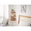 OAKERLAND Oak Floating Corner Shelf with Hidden Cables Channel, Solid