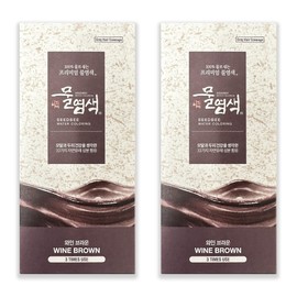 Water Coloring, Hair Dye Powder Mix with only Water, 32 Herbal Ingredients for Healthy and Shinny Hair. (Wine Brown, pack of 2