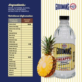 Goodman's Natural Pineapple Extract - Gluten-Free, Non-GMO, Kosher, Low Carb & Low Calorie, Low Alcohol, No Artificial Color, No Animal Products, No Sugar -Tropical Flavor for Baking & Cooking -1 Pint