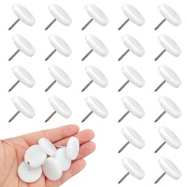 Acoeitl 24pcs Nail on Furniture Glides 1 Inch (26.5mm) Diameter Nylon White Chair Leg Floor Protectors Furniture Sliders Pads Table Foot Gliders for Hardwood Carpet and Tile Floors