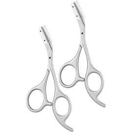 Tijeras 2 en 1 de Acero Inoxidable para Cejas 2026, Recortador con Peine,Profesional para Depilación. (Gris X2)