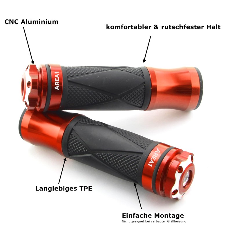 Universal Motorcycle/Scooter Handlebar Grips Rubber Grips 22/24-25 mm (Xtreme) (Orange)