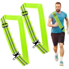 HaoHanEup High Visibility Reflective Sash,2Pcs Reflective Night Running Strips,Adjustable Reflective Walking Belt,High Vis Cycling Gear with Clip for Runner,Cyclist at night