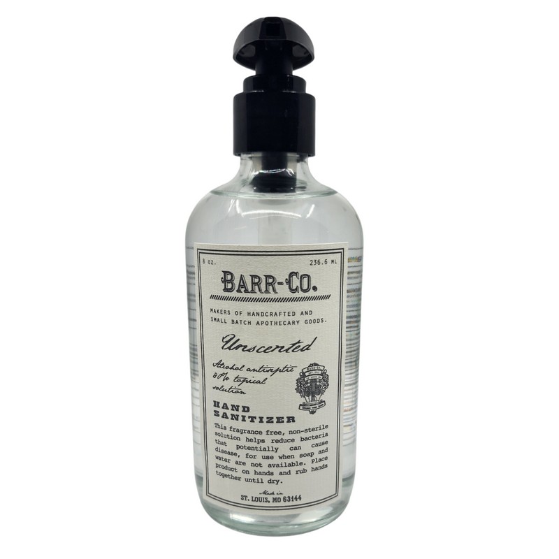 Barr-Co Unscented Hand Sanitizer 8oz Glass Bottles – 6 Pack