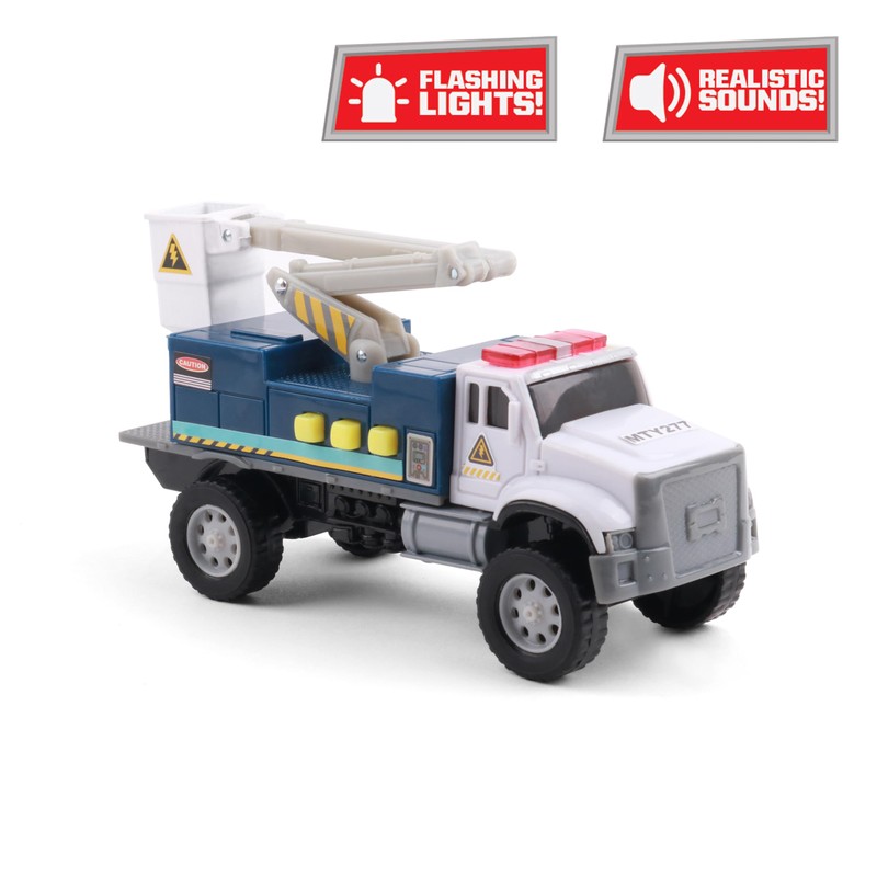 Mighty Fleet Toughest Minis 5" Cherry Picker Toy w/Lights &