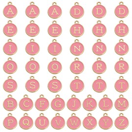 Demearly 46 PCS Enamel Alphabet Pink A to Z Initial Double-Sided Letter for DIY Gift Arts Crafts