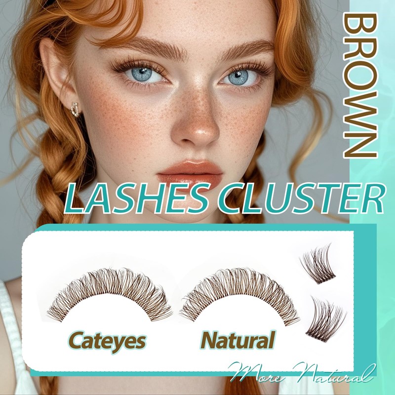 Obeyalash Eyelash Clusters, Brown D Curl, 10 mm, 84 Pieces,