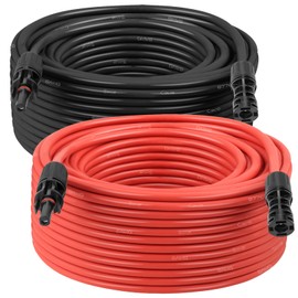 Solar Panel Extension Cable - 8AWG 100FT Solar Wire with Female & Male Waterproof Connector PV Wire for RV, Photovoltaic Systems, Home, Boat, Solar Panels, Car(100ft Red + 100ft Black)