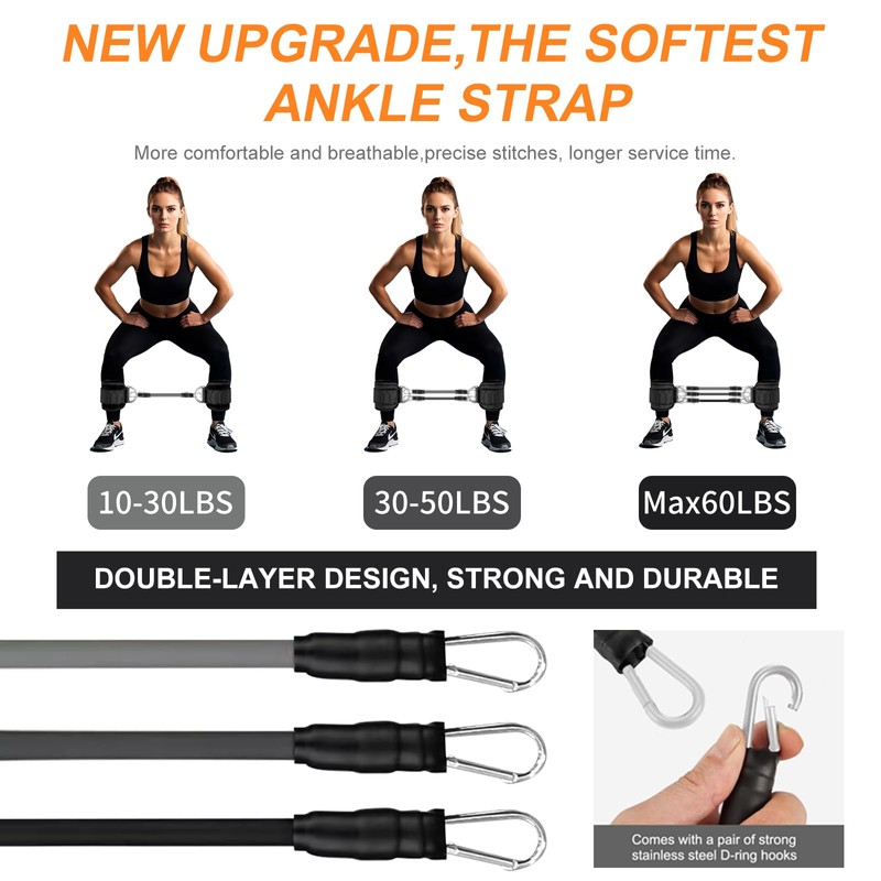 Ankle Resistance Bands with Cuffs for Leg and Butt Workout,