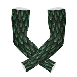 Blueangle UV Sun Protection Arm Sleeves with Thumb Hole - Green Dragon Scales Compression Cooling Arm Cover for Men & Women