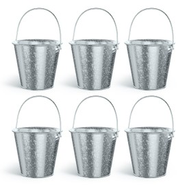 Colorlaza - Cubos pequeños de metal con asa, 6 unidades, cubeta galvanizado, a prueba de fugas y resistente a la corrosión, capacidad de 20 onzas líquidas, lo mejor para decoración de fiestas,